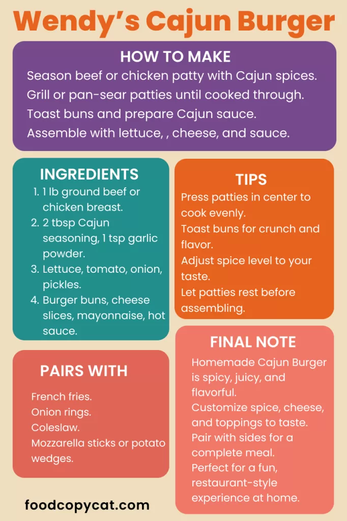 Wendy’s Cajun burger nutrition facts