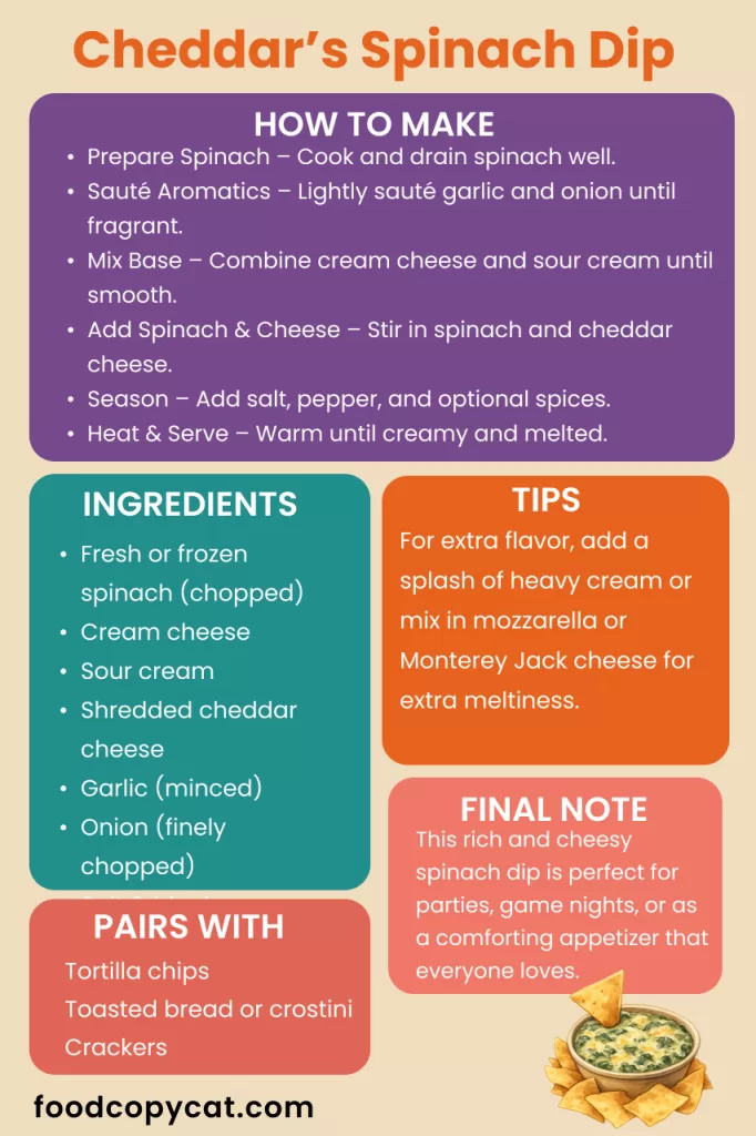 Cheddars Spinach Dip Recipe