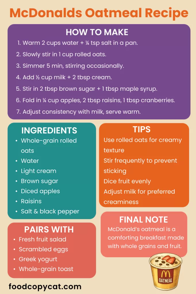 How to make McDonalds oatmeal 